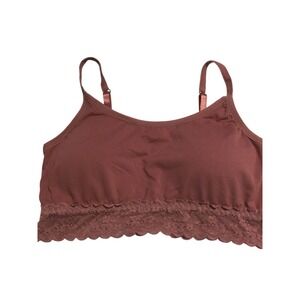 Jessica Simpson Rose Mauve Lace Trim Crop Bralette Top Size M